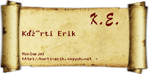 Kürti Erik névjegykártya